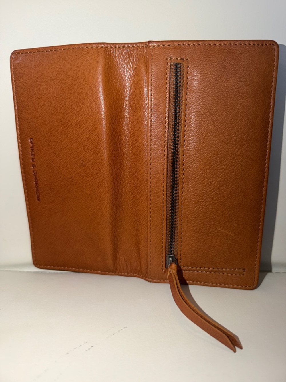 SPIKES & SPARROW Cognac Brown Leather Snap Wallet - Picture 6 of 6